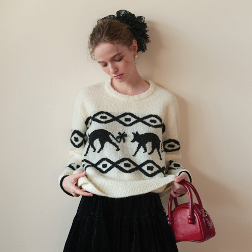 Cest_Fox round neck pullover sweater