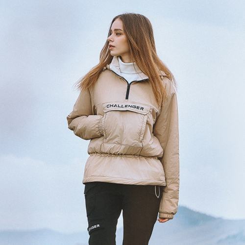 Женский легкий пуховый анорак с капюшоном Light Beige
