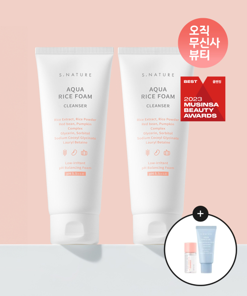 에스네이처() 아쿠아 라이스 약산성 클렌징폼 160ml 2개입 [증정: 클렌징 오일 13ml + 수분젤크림 30ml] 상품 이미지