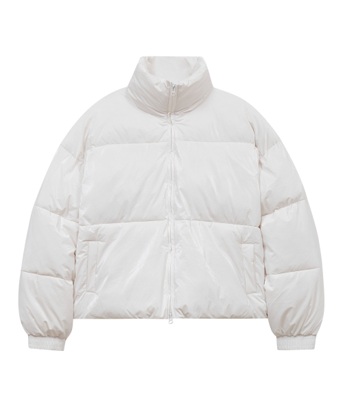 Короткий пуховик 86-IRO339 с высоким горлом Glossy White