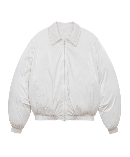 Короткий пуховик 86-IRO340 с глянцевым воротником White
