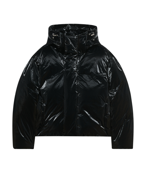 Оверсайз пуховик 86-IRO341 Essential Glossy с капюшоном Black