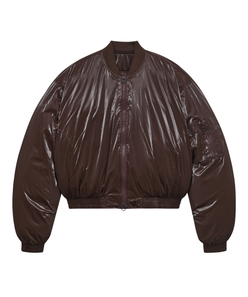 Короткий пуховик 86-IRO342 Essential Balloon Glossy MA-1 Brown