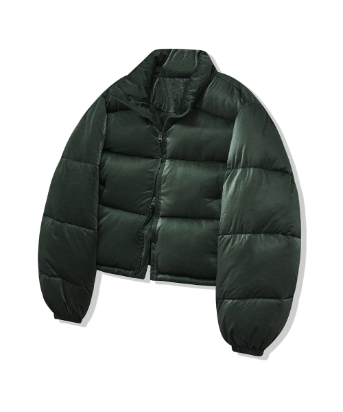 Короткий пуховик 85-VIVA043 Utility Glossy Highneck Green