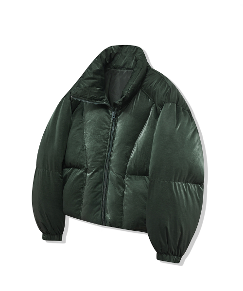 Короткий глянцевый пуховик 85-VIVA045 Green