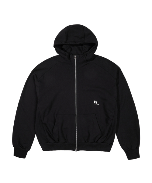 SPORTY LOGO ZIP UP HOODIE BLACK