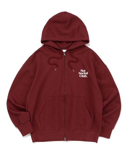 SMALL LOGO HOOD ZIP-UP (BURGUNDY)