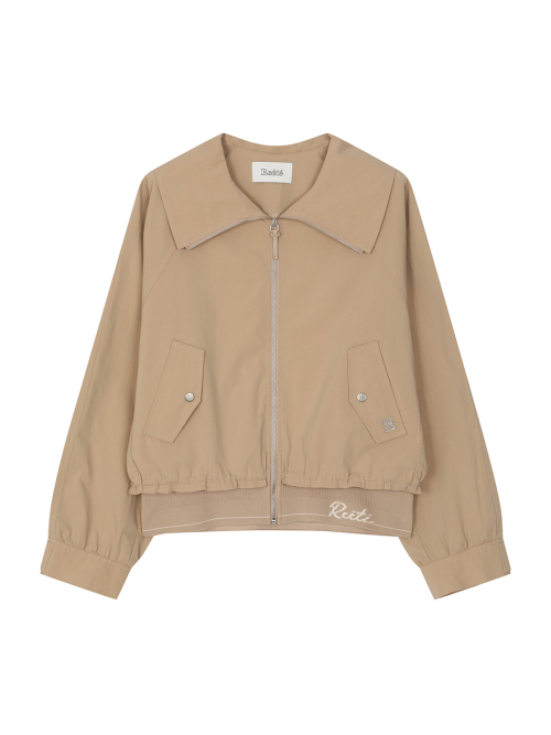 Lettering Band Big Collar Zip-Up Jumper- U1F31WJP010