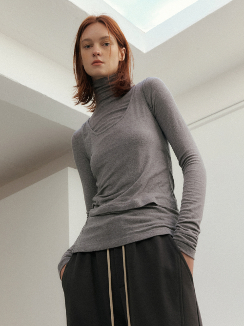 Sleeveless & turtleneck layering t-shirt (3color)