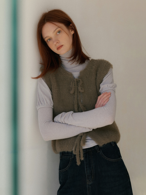 Front ribbon knit vest (2color)