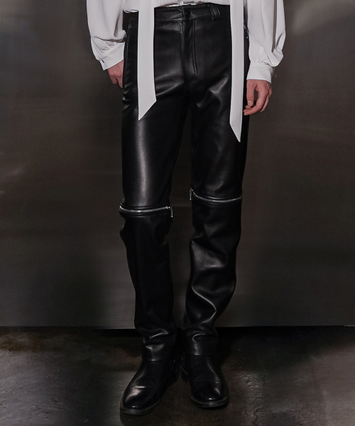 Кожаные слимы с молнией на поясе UNISEX UTH-FP31