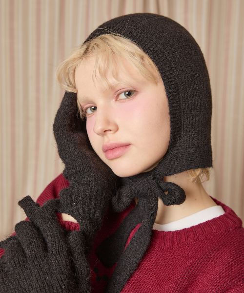 와이케이() 헤어리 리본 바라클라바 블랙 상품 이미지