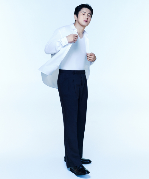 COOLMAX REAL WIDE HIDDEN BANDING SLACKS [NAVY]