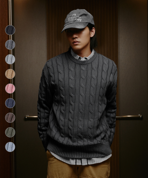 [Gibanov X Le Dept] Garment Cable-knit round пуловер [9 цветов]