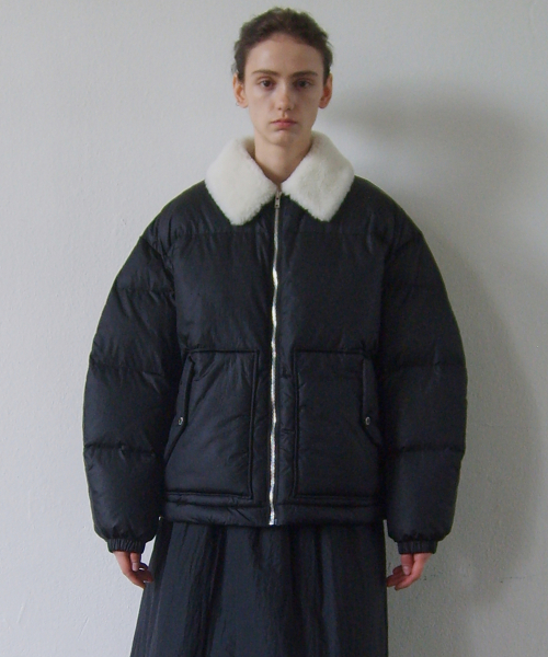 SHEARING COLLAR PADDING JACKET - BLACK
