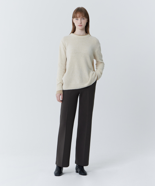 Semi Wide Hidden Banding Slacks (Charcoal)