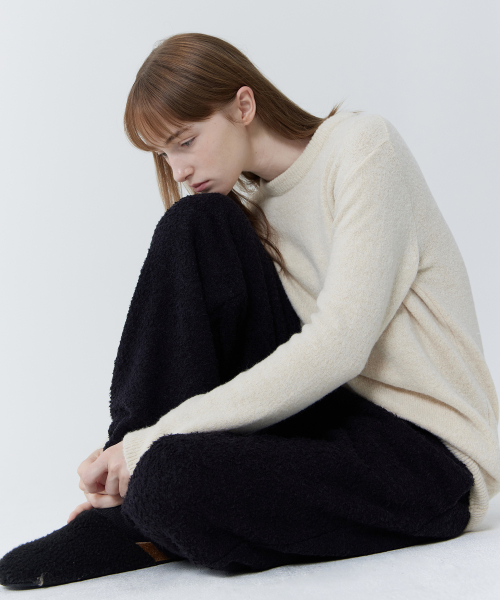 Wool blend Banding Pants (Black)