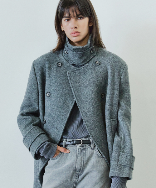 MUSINSA IHR Merino Wool Peacoat Charcoal
