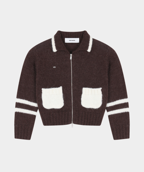 Sleeve Line Двусторонняя Вязаная На молнии (Brown)