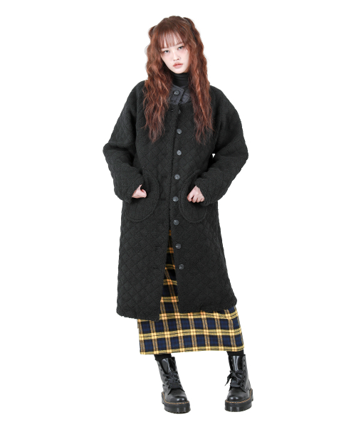 Флисовое пальто-пуховик с капюшоном Black ONE SIZE