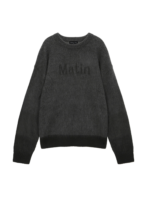 마뗑킴(MATIN KIM) HAIRY BIG LOGO SWEATER FOR MEN IN CHARCOAL