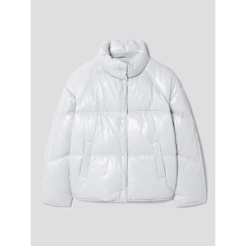 Глянцевый пуховик с регланом Light Grey