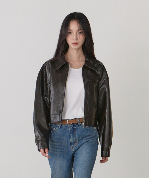 MARGOT VEGAN LEATHER JK (BROWN)
