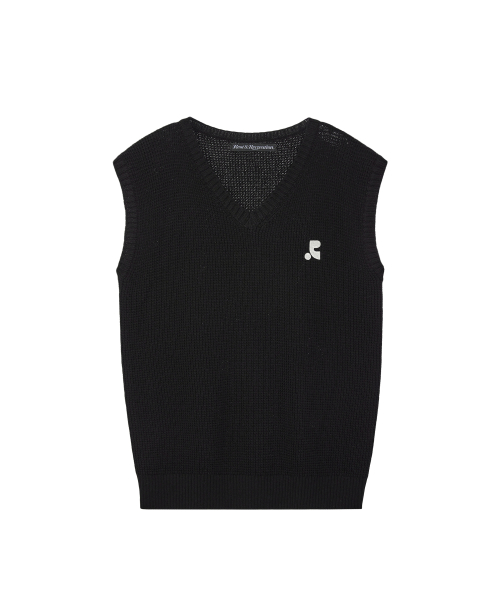 OVERSIZED V-образный вырез Вязаная Жилет - BLACK