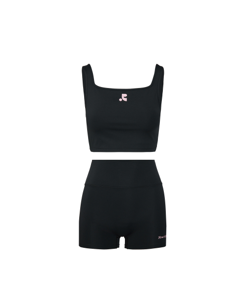 레스트앤레크레이션 LOGO TOP + SHORTS SET - BLACK