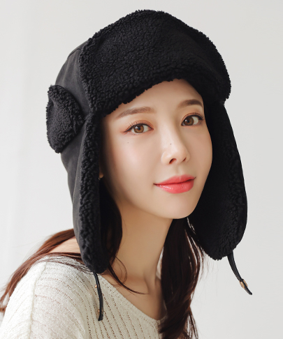 남여공용 양털 귀달이 트루퍼햇 블랙