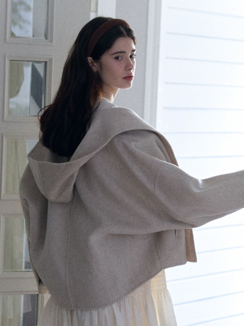 hoody Оверсайз handmade Короткий coat_ivory
