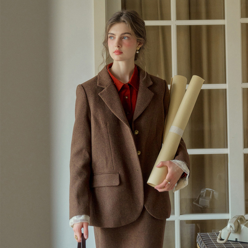 SR_Temperament lace stitching blazer