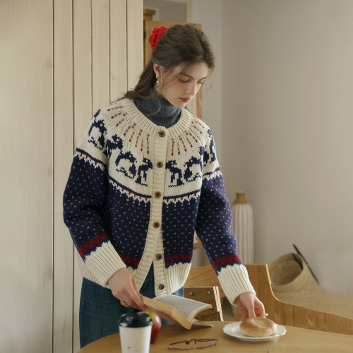 SR_Casual vintage wool cardigan_2color