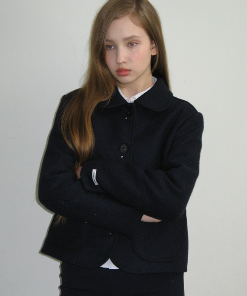 Короткое шерстяное пальто с заклепками Navy
