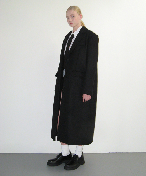 Классическое шерстяное пальто макси (Black)