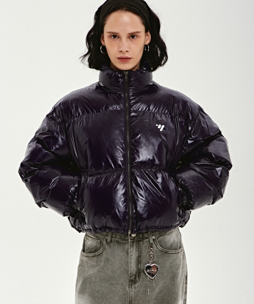 SHINE CROP PUFFER PADDING_NAVY