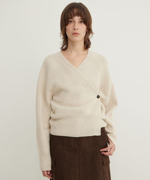 Alpaca Blend Wrap Cardigan_MIST
