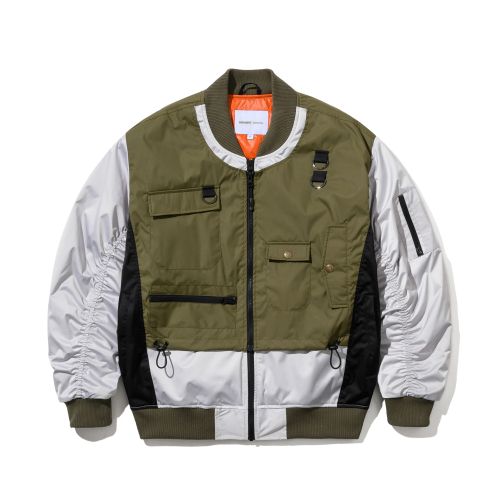 Куртка MA-1 со сборками и двойной молнией Khaki Grey