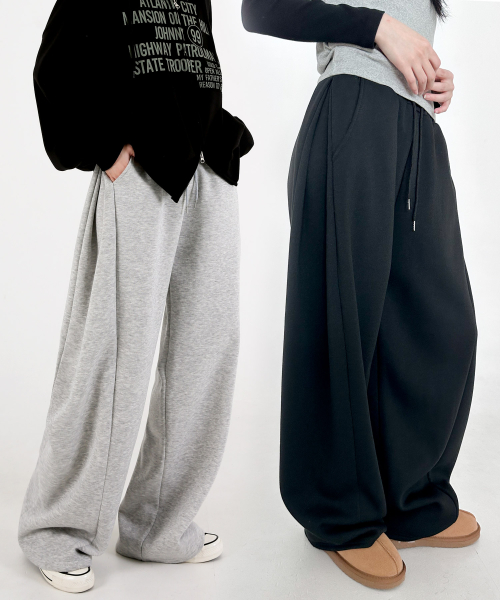 Women inner fur side pintuck training pants 4COLOR
