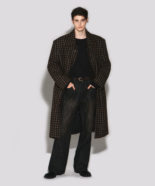 WYATT CHECK BALMACAAN COAT BROWN