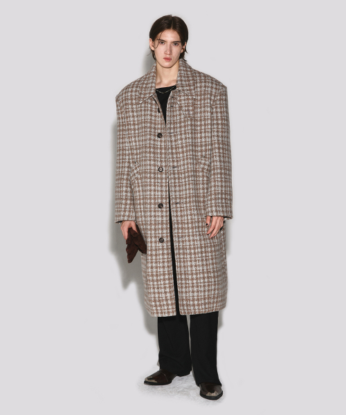 WYATT CHECK BALMACAAN COAT BEIGE
