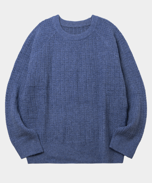 Минималистичный круглый трикотаж пуловер [Blue]