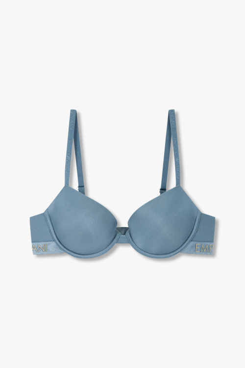 EMPORIO ARMANI UNDERWEAR женский push-up бра с большим лого — Blue 0824385526