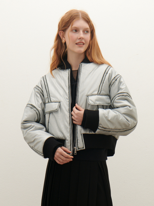 Silver leather blouson padding