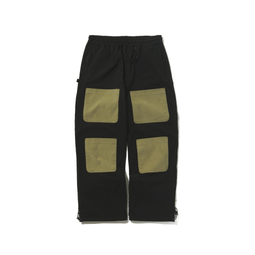 Широкие трек-штаны с 4 карманами, Black, вельвет Beige