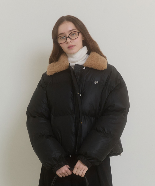 PLUSH FUR COLLAR JUMPER_BLACK