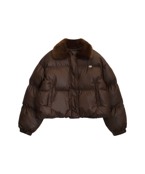 PLUSH FUR COLLAR JUMPER_BROWN