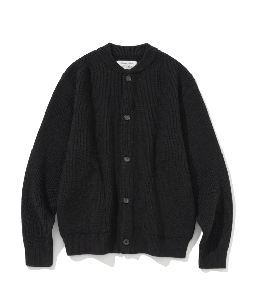fisherman wool knit cardigan black