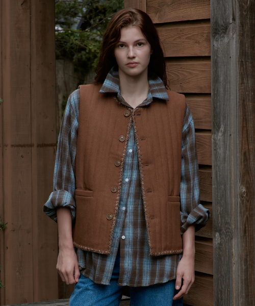 Needlework шерстяной Quilting Vest_коричневый