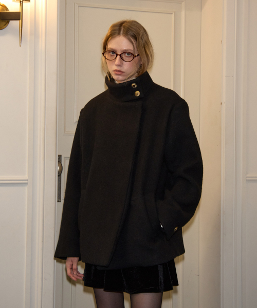 High Neck Classic пальто_ черный